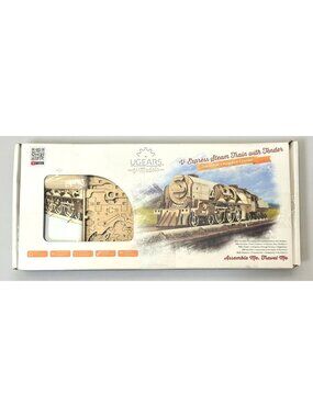 UGEARS V-Express Steam Train With Tender 3D Wooden Mechanical Model Kit